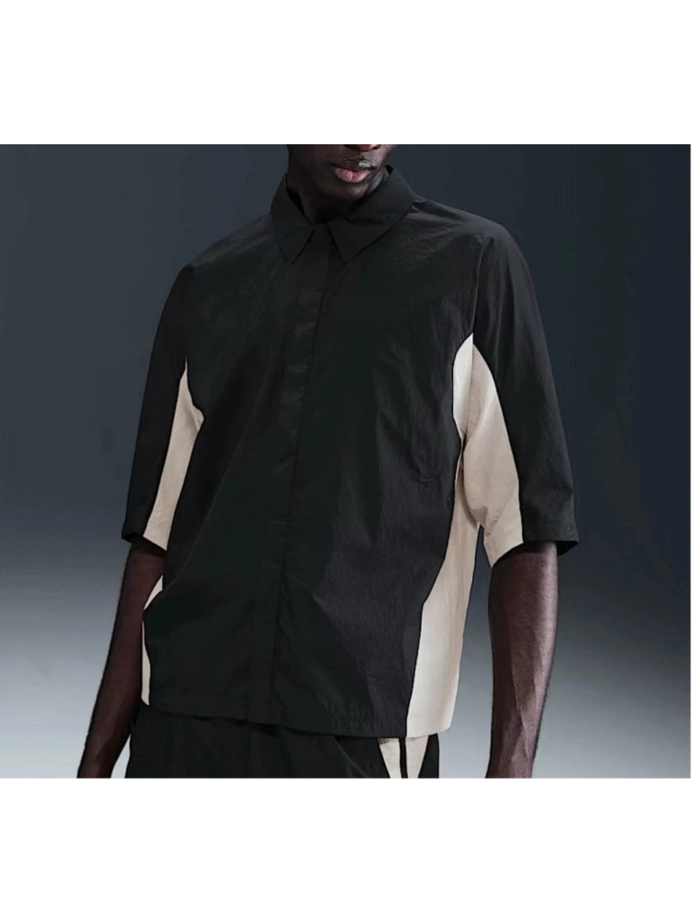 Nike Tech Men's Woven Oversized Button Shirt Black Bone Size XL IF8328-010